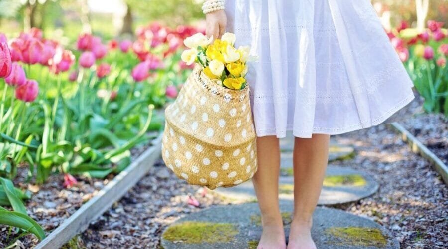 barefoot basket blooming blossoming